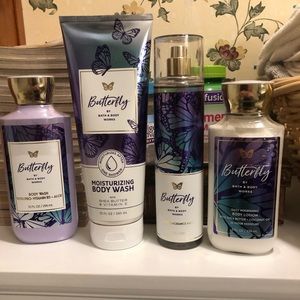 NWT Bath & Body Works 4) Piece Set Butterfly Full Sizes